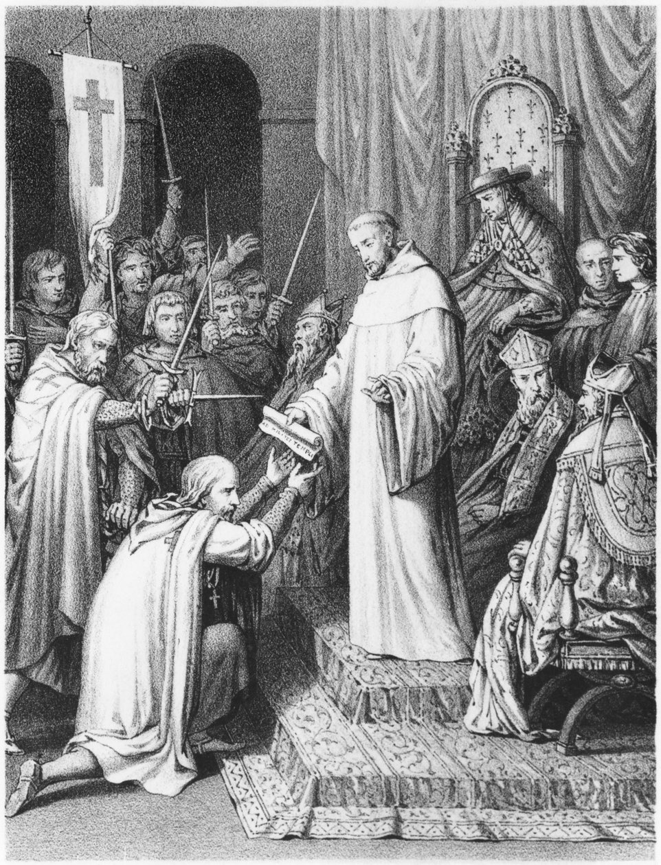 São Bernardo, abade de Clairvaux, dando aos Templários suas regras de French School