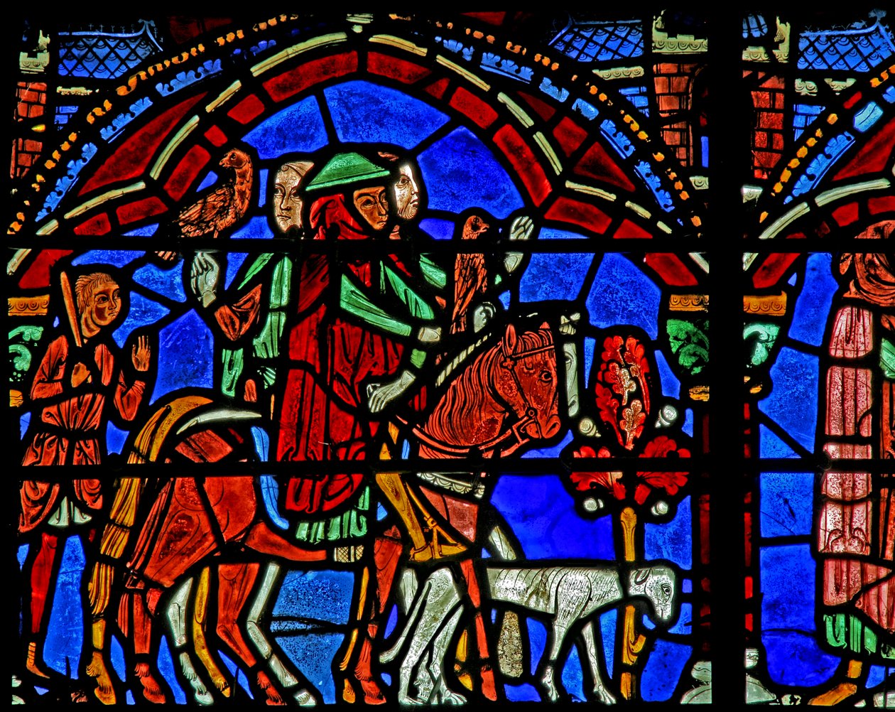 Janela St Cheron: os príncipes cavalo e entourage (w15) de French School