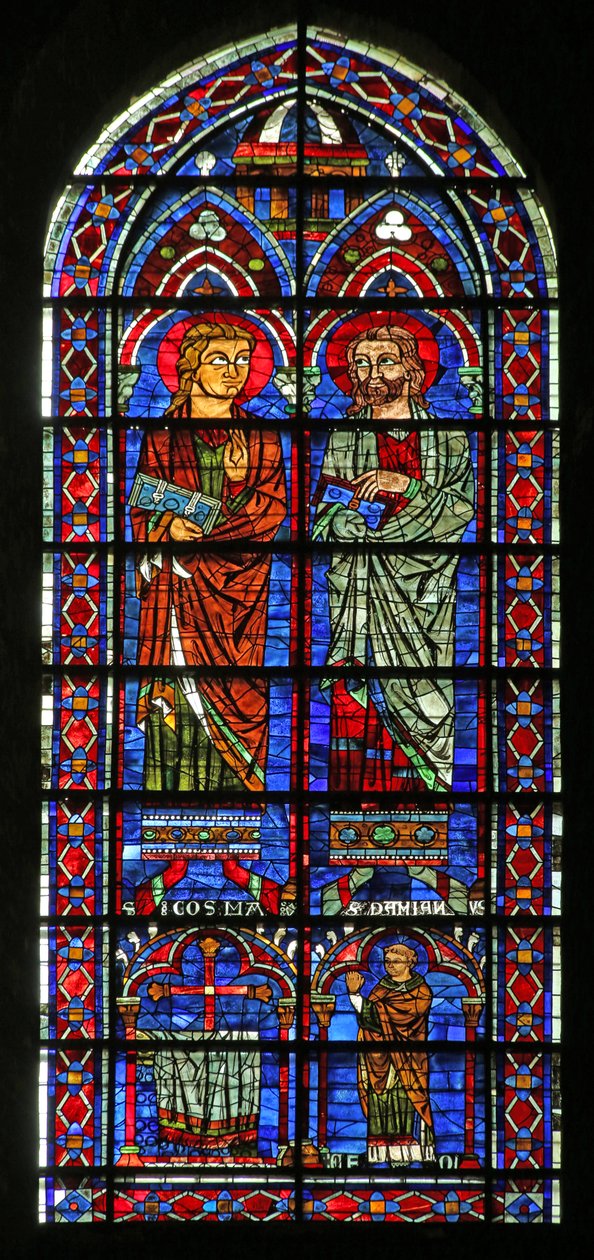 São Cosme e São Damião; padre doador Geoffrey, (w120) de French School