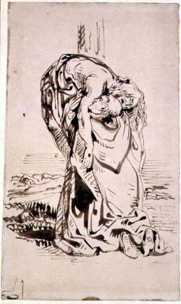 São Francisco apoiando o Cristo crucificado de French School
