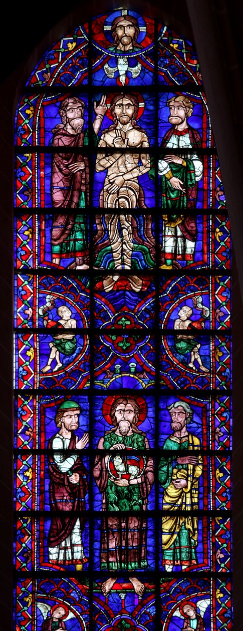 São João Batista com Agnus Dei; o baptismo jordano (w106) de French School