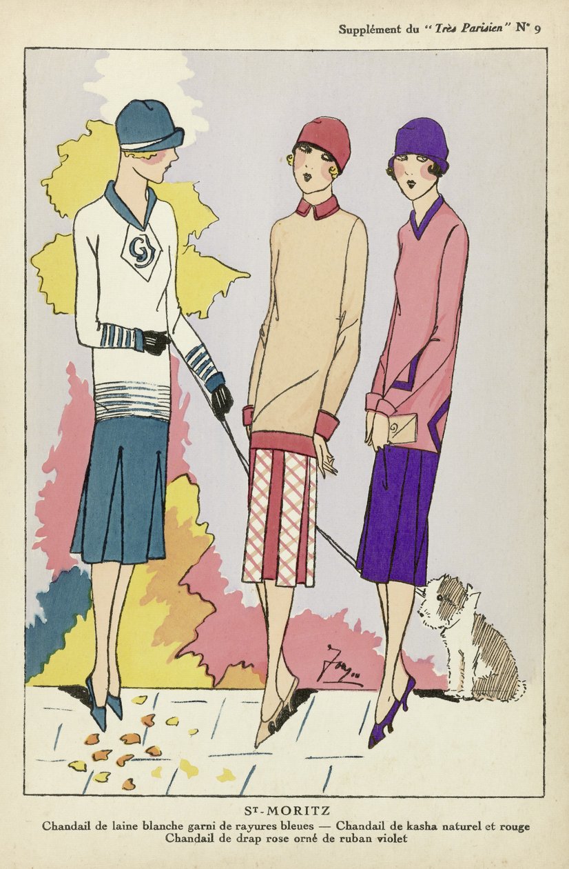 St Moritz, de Tres Parisien, pub.1925 (gravura em pochoir) de French School