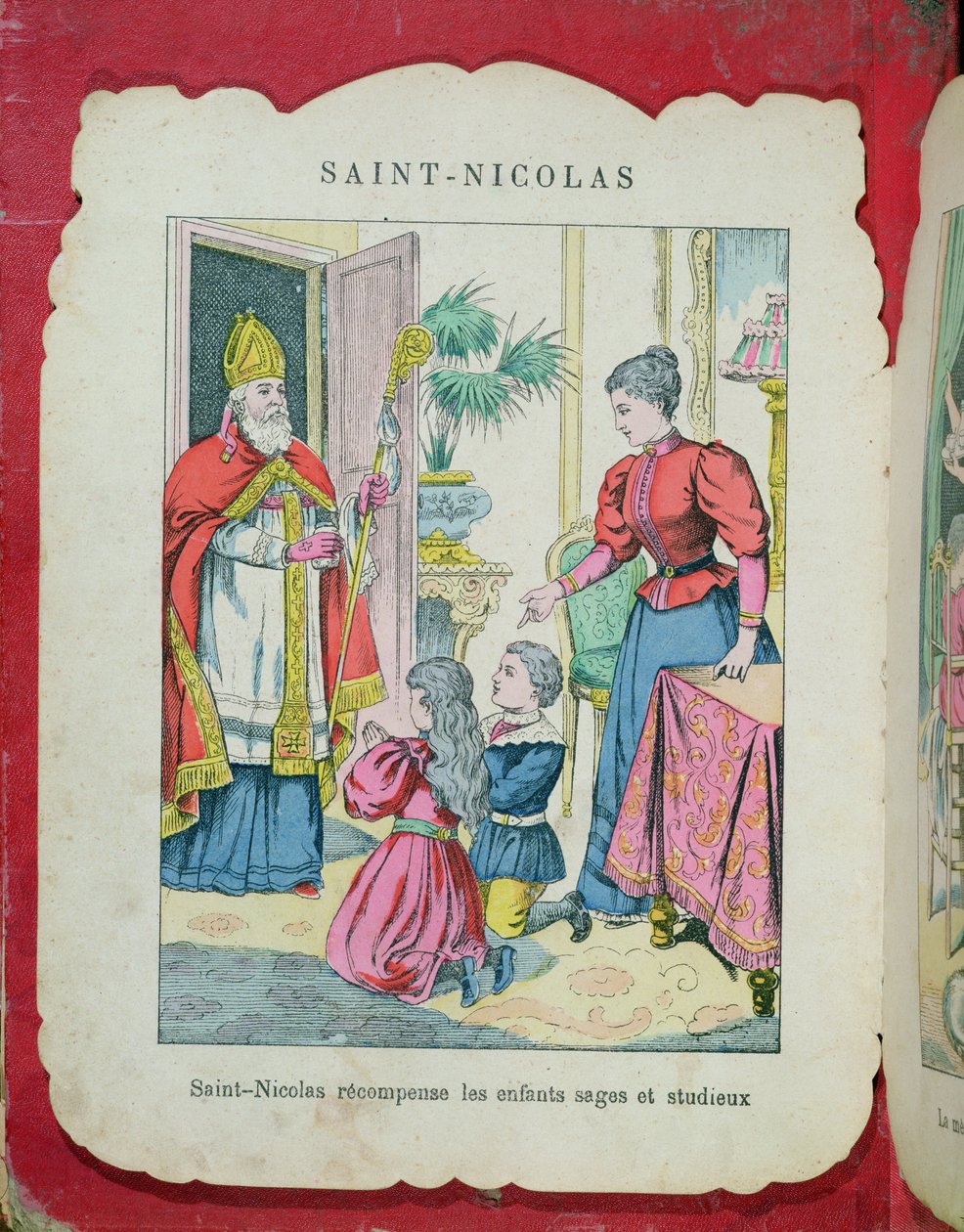 São Nicolau visitando as crianças bem comportadas e diligentes, c.1880 de French School