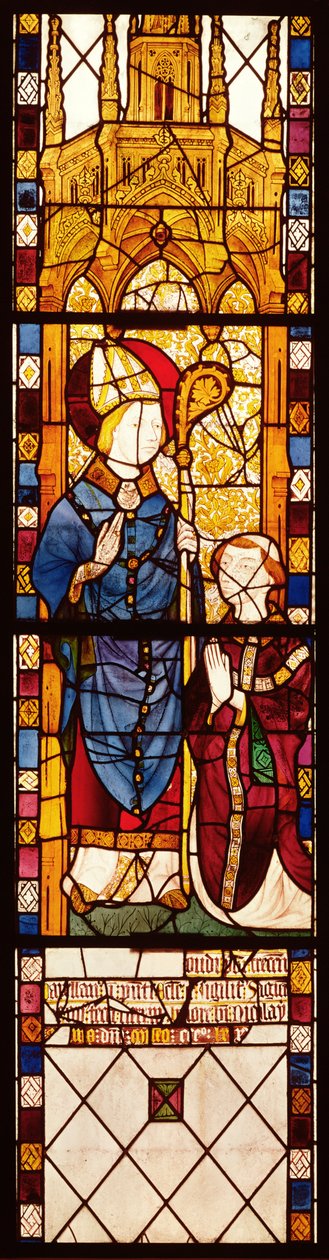 São Nicolau com um doador, da Capela de São Nicolau, Escola Norman, 1370 de French School