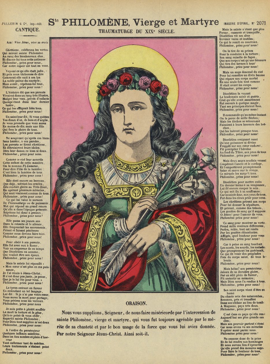 Santa Filomena, virgem e mártir (litografia a cores) de French School