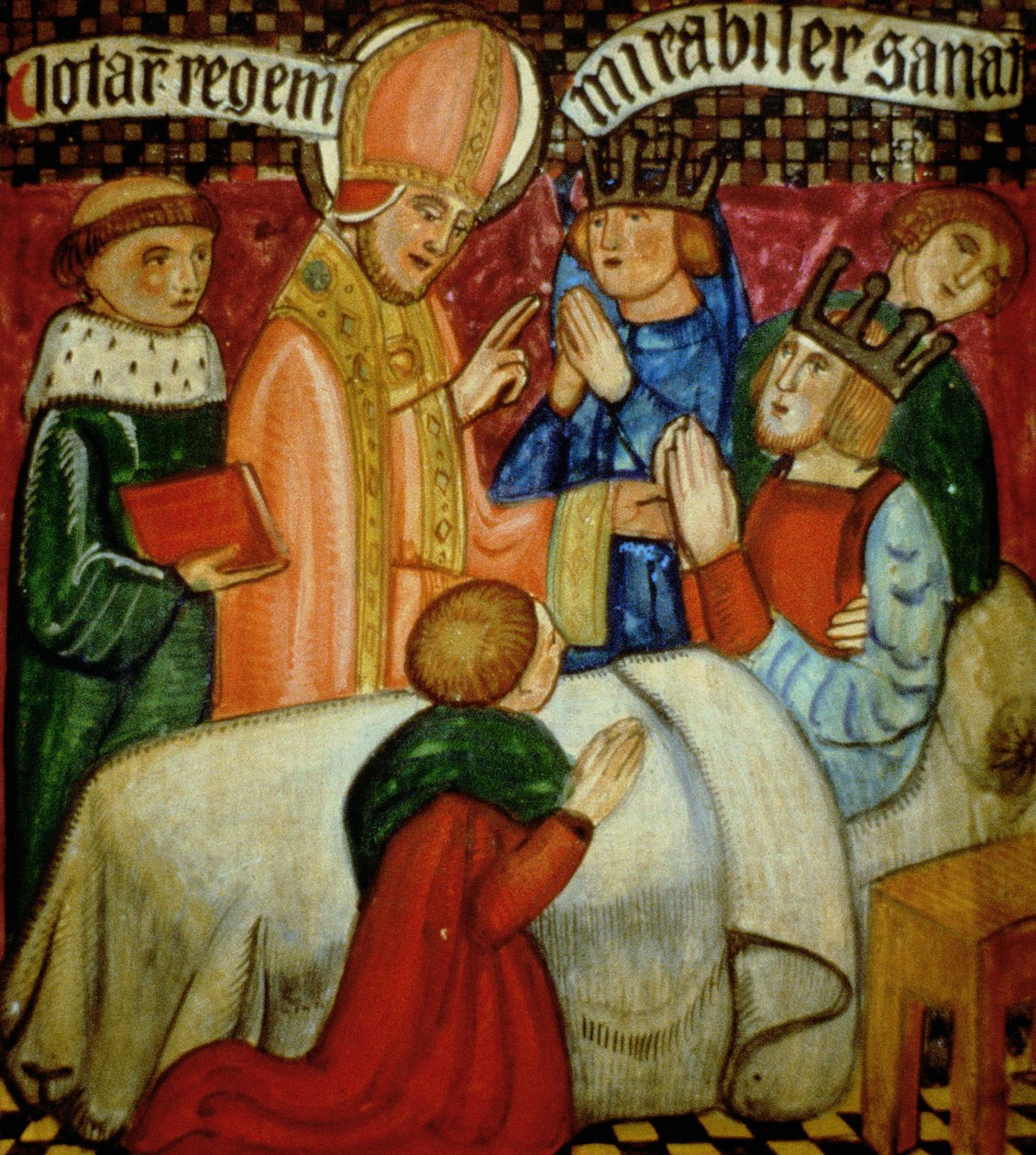 St. Sulpice realiza um milagre ao curar o rei Clotaire (d.629) de French School
