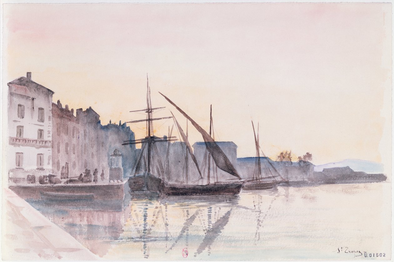 St. Tropez (aguarela sobre papel) de French School