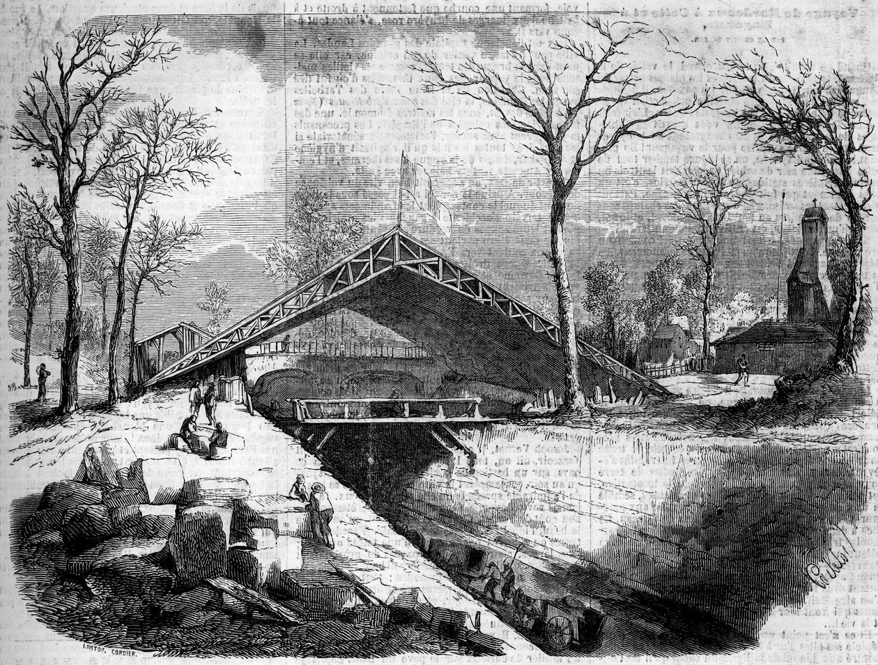 Estado das obras do glaciar do Bois de Boulogne, Paris de French School