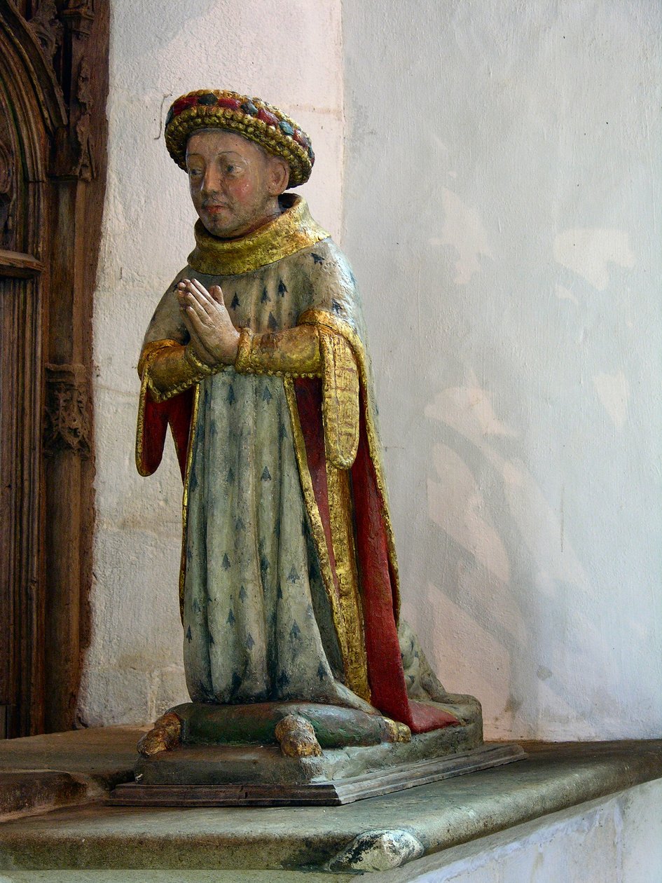Estátua de Jean V, Duc de Bretagne (madeira policromada) de French School
