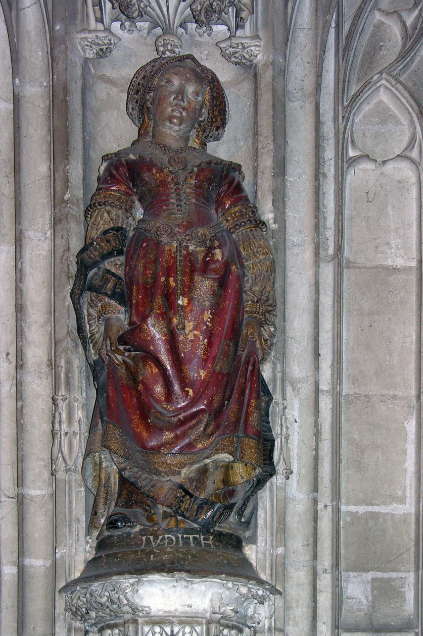 Estátua de Judith (pedra policromada) de French School