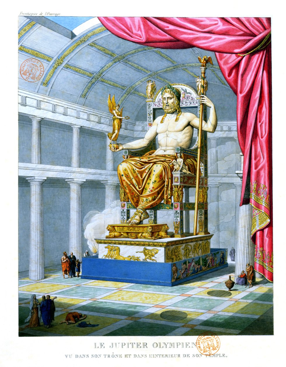Estátua, de, olyotian, zeus, ligado, seu, trono, dentro, seu, templo, em, olympus, 1814 de French School
