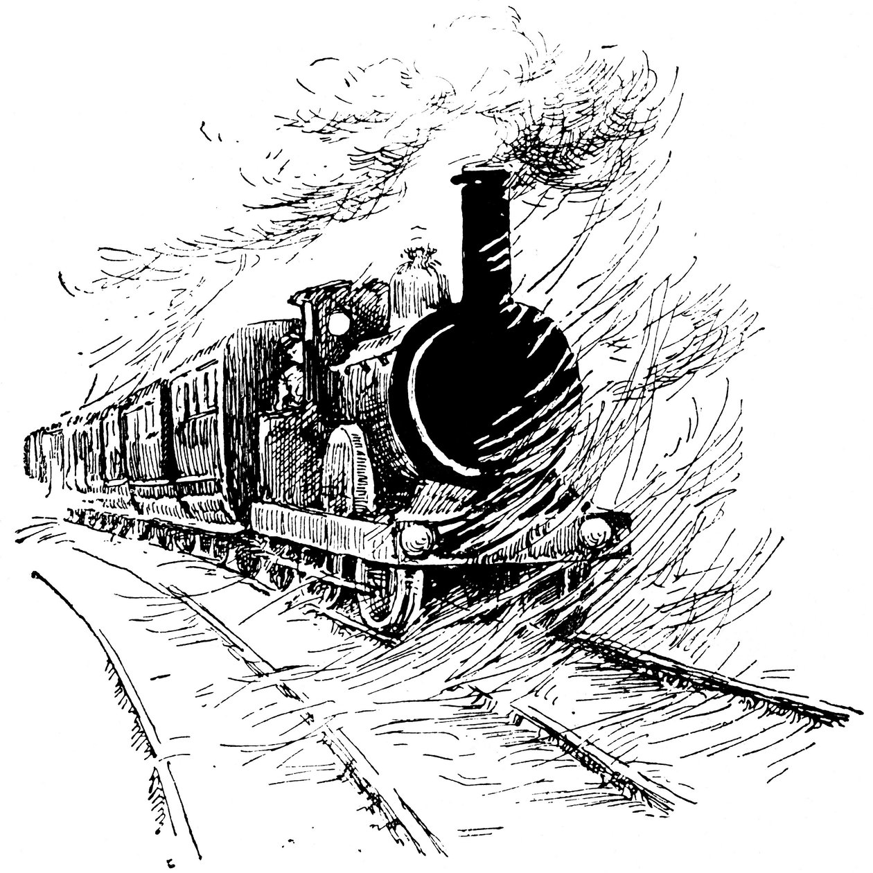 Trem a vapor: locomotiva com motorista, livro infantil no início do século XX de French School