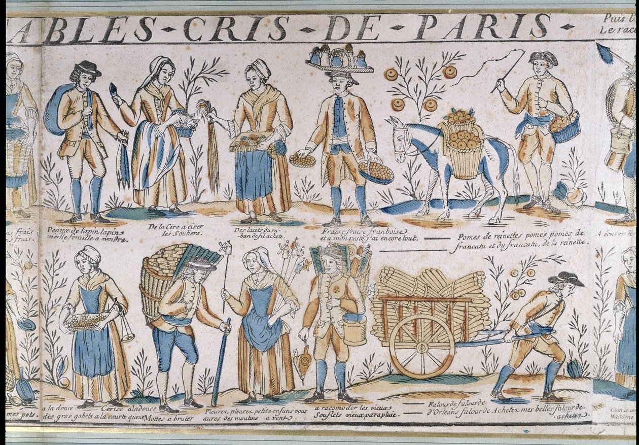 Comerciantes de rua no século XVIII de French School