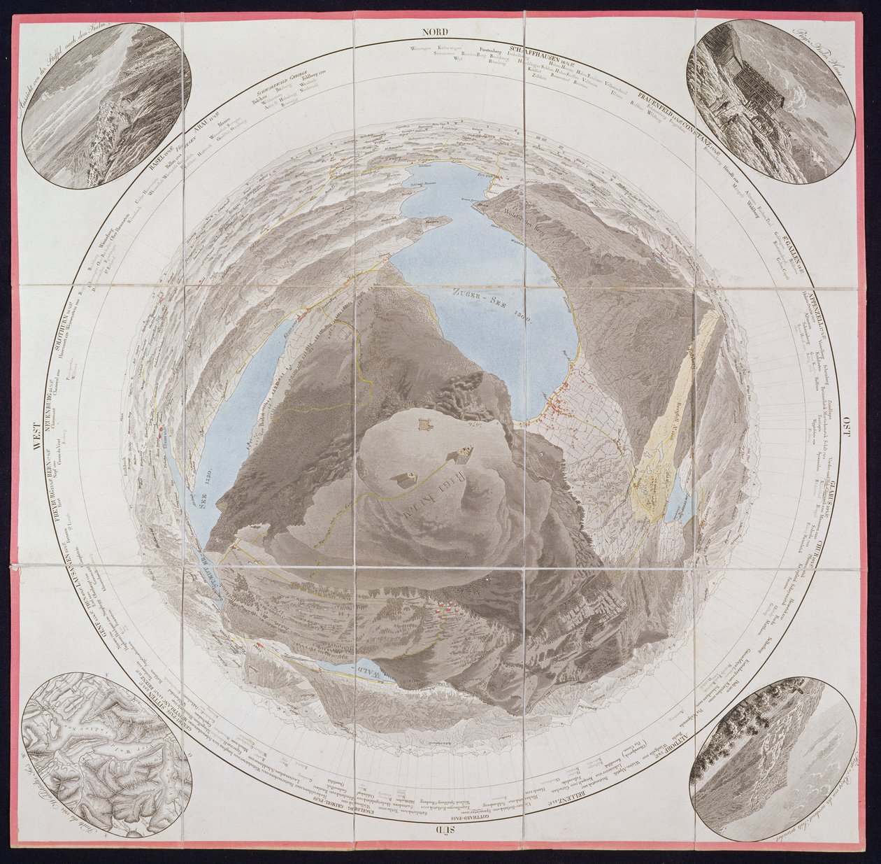 Cimeira de Kulm, Monte Rigi, do guia dos viajantes ao monte Rigi, pelo col. Pfyffer de Wyer, publicado em 1823 (gravura colorida à mão) de French School