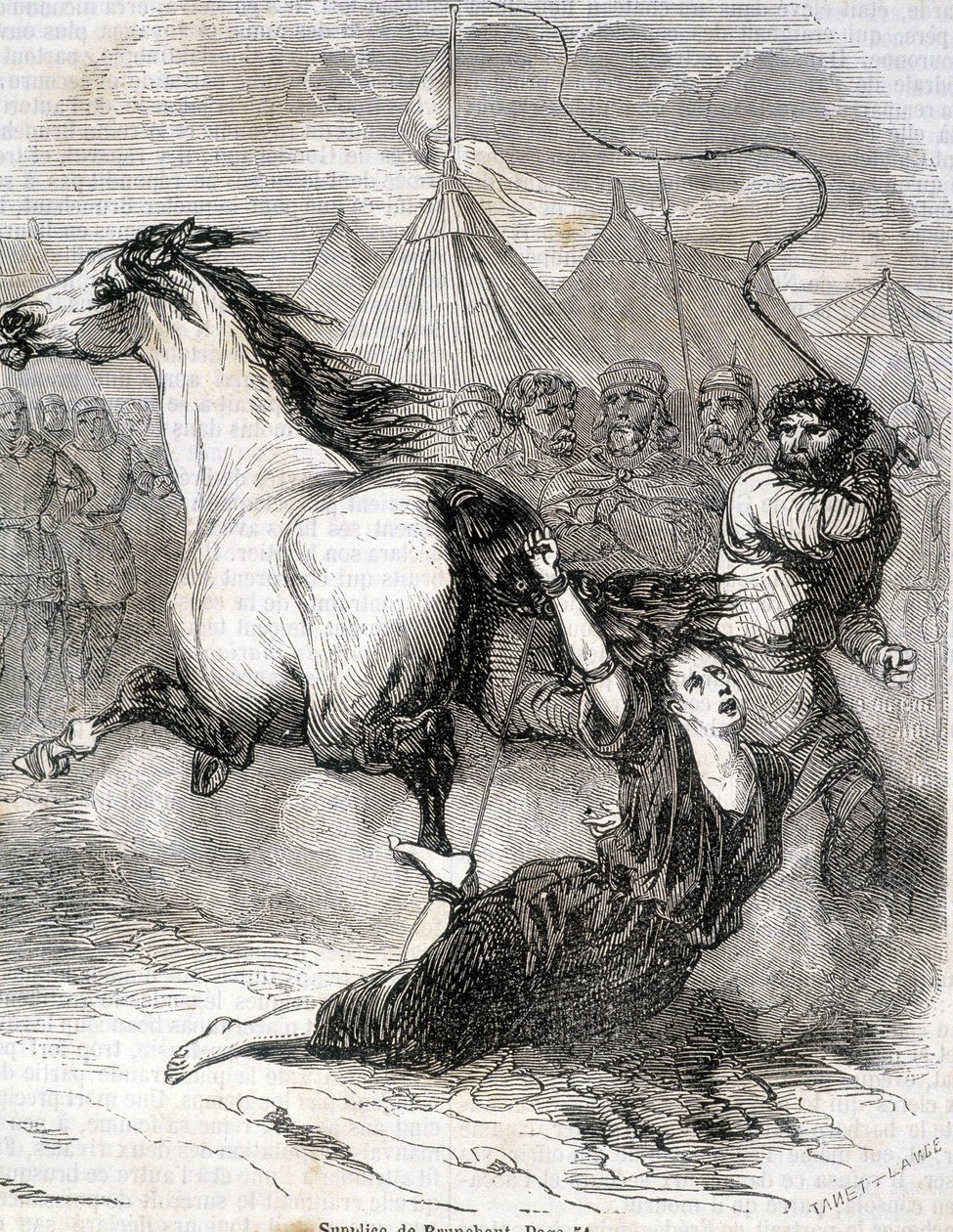 Torture de Brunehaut (ou Brunehilde) (613) - em “Histoire de France” por L.-P. Anquetil de French School