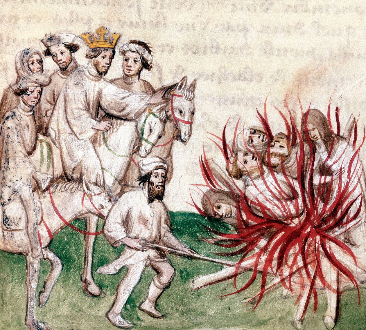 Suplício dos Templários: Jacques de Molay (Molai) grão-mestre da Ordem dos Templários e vários de seus companheiros são acusados de heresia e deboche pelo rei Filipe IV dit le bel et executa 4 de março de French School