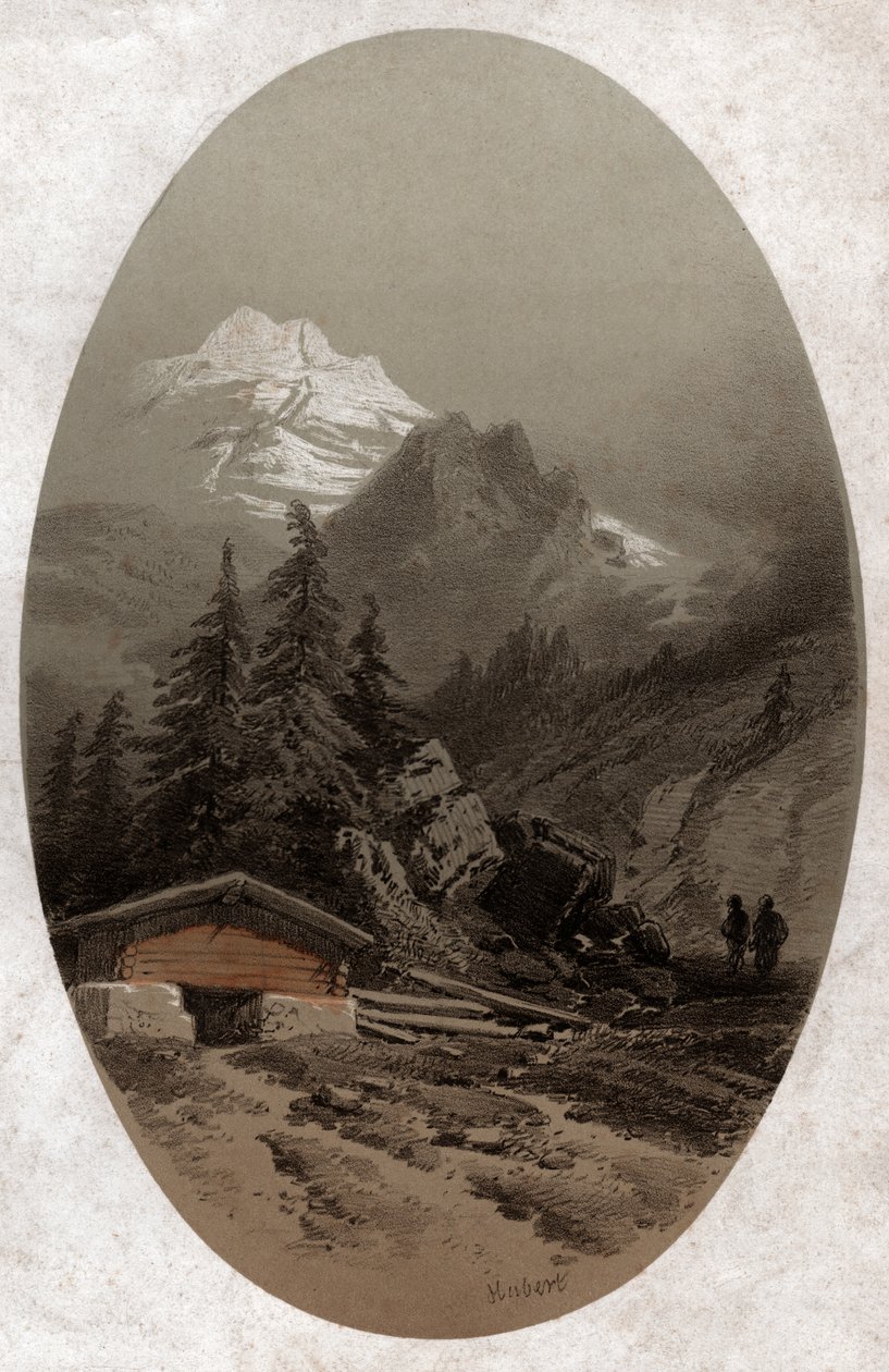 Alpes suíços. (gravura de cerca de 1890) de French School