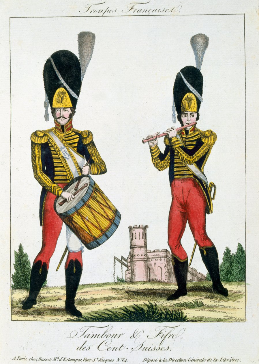 Guarda Suíça, Tambour e Fife Players, c.1790 de French School