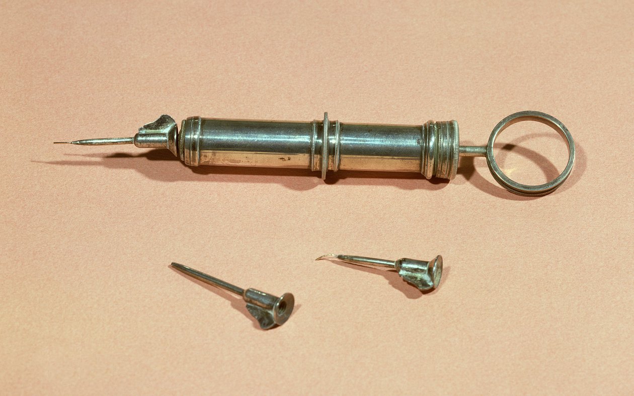 Seringa inventada por Charles-Gabriel Pravaz (1791-1853) em 1853 com várias agulhas de French School