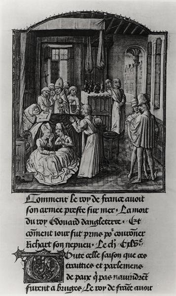 T.2 Fol.111 A Morte de Eduardo III, Rei de Inglaterra no Castelo de Shene, de Froissart