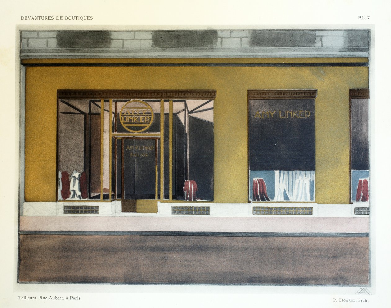 Alfaiates, placa 7, ilustração de montras por Louis-Pierre Sezille, Paris, 1927 de French School