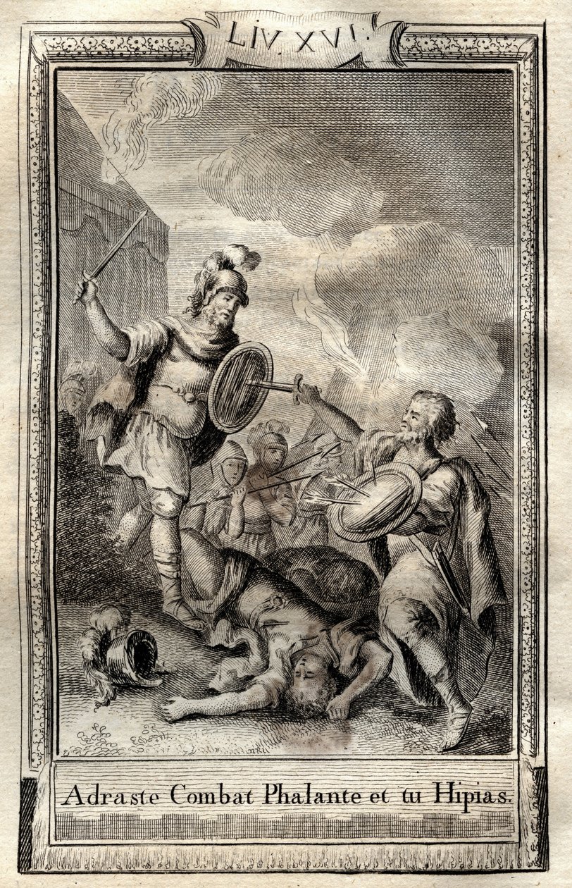 Telemaque surmonte Hippias - gravura de 1798 de Monnet em "Les Aventures de Telemaque, fils d