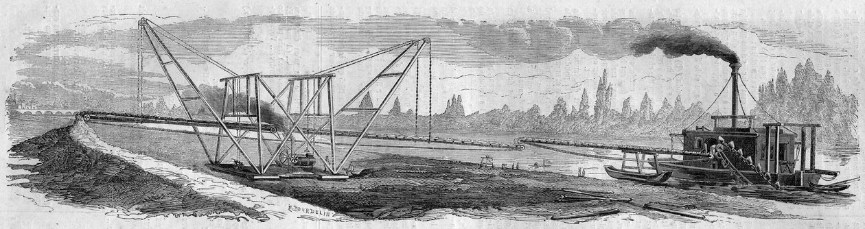 Teste de uma draga destinada a cavar o Canal de Suez. França de French School