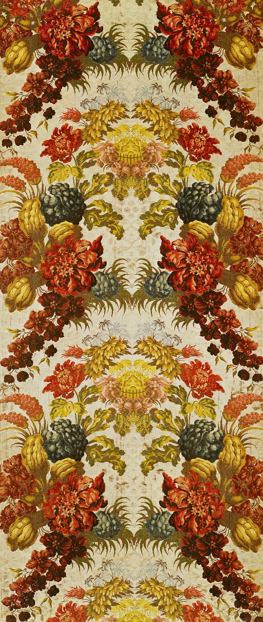 Têxtil com padrão floral repetitivo, oficina de Lyon, c.1740 (brocado de seda) de French School