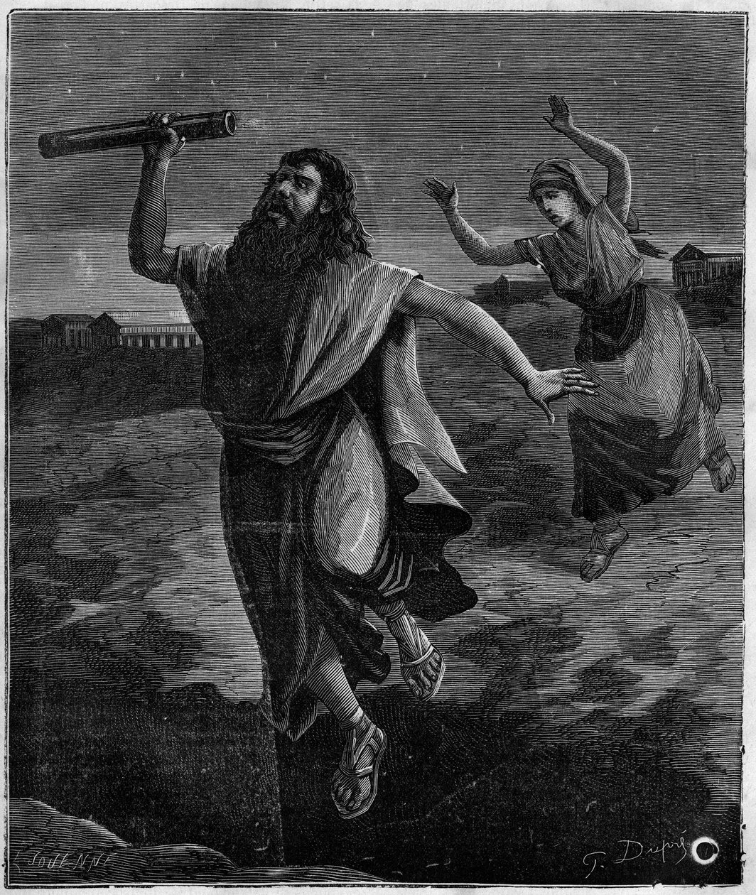 Thales de Miletus matemático e filósofo grego (625 AC - 546 AC): "Ele não viu um poço aberto debaixo dos seus pés e deixou-se arrefecer" de French School