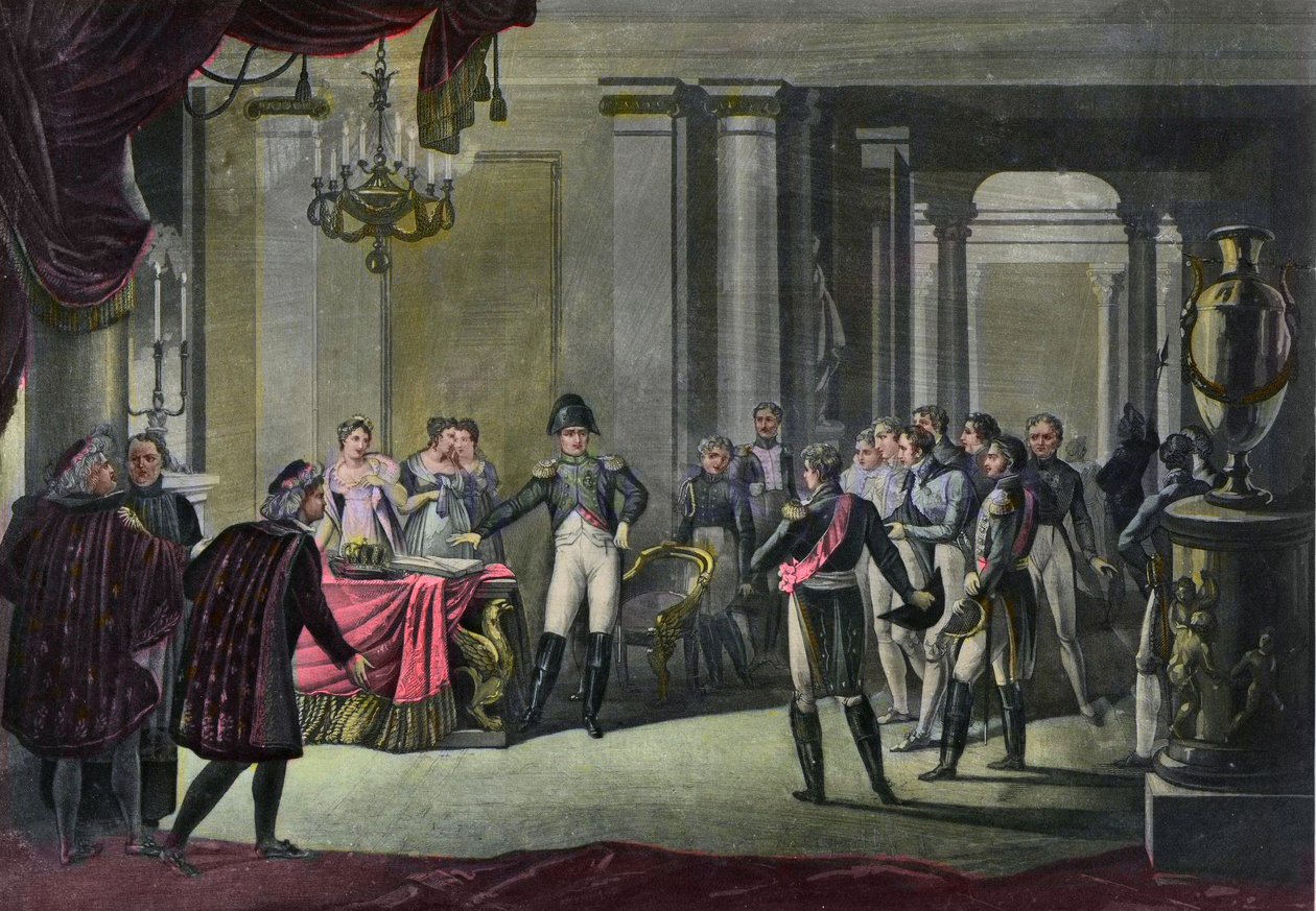 A Abdicação de Napoleão a Fontainebleau em Abril de 1814 - A Abdicação de Napoleão em Fontainebleau 1814 de French School