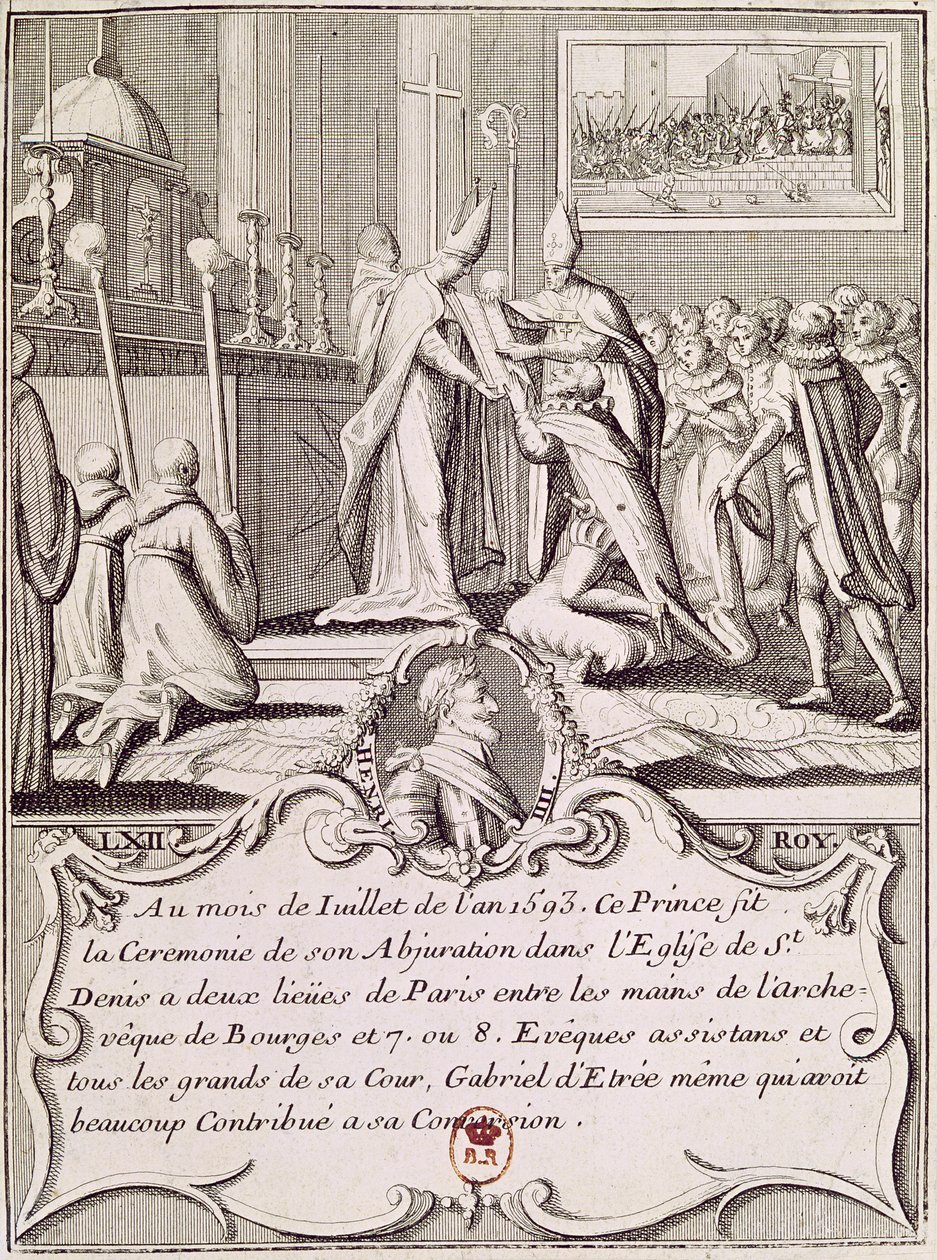 A Abjuração de Henri IV (1553-1610) em St. Denis, julho de 1593 de French School