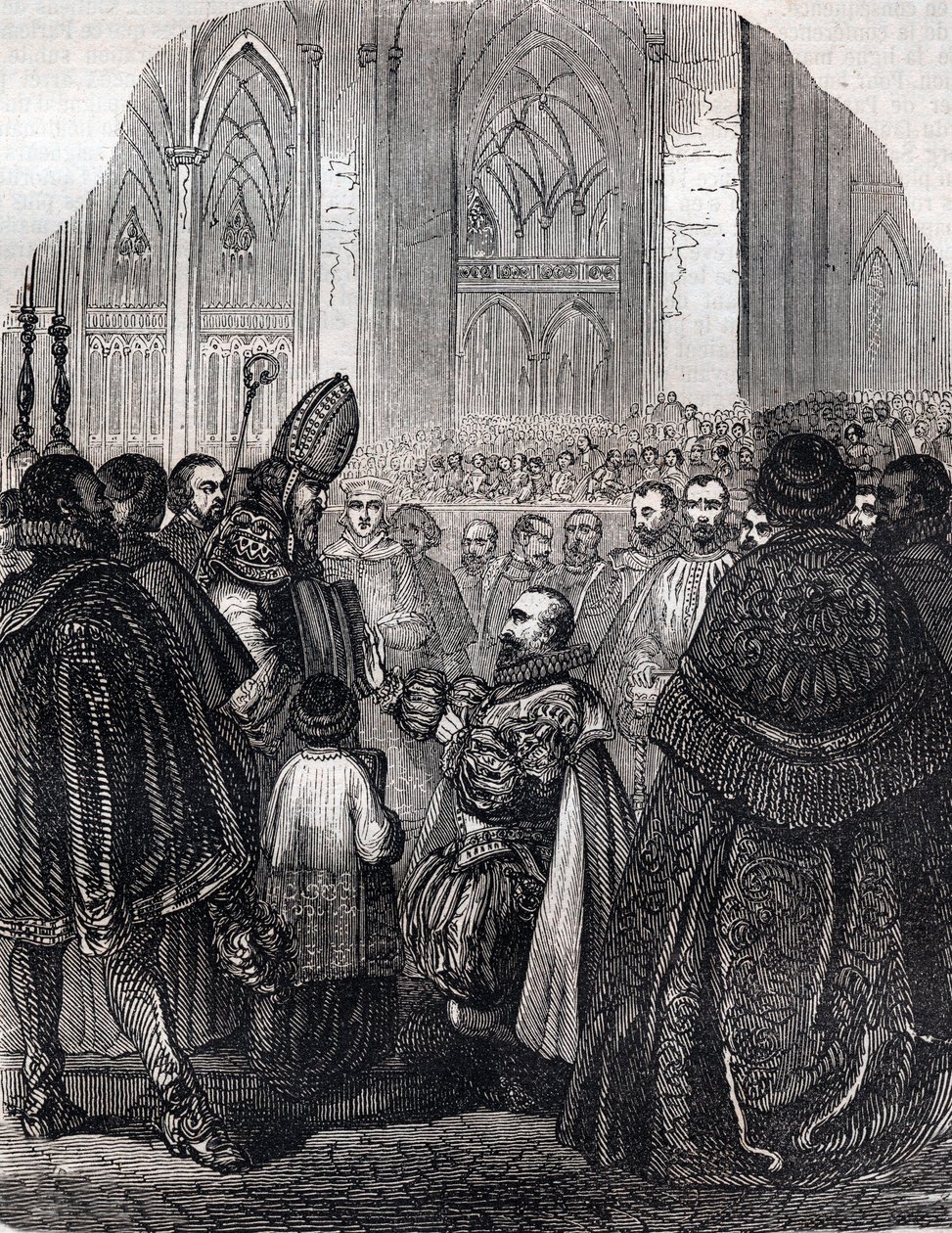 Abjuração de Henrique IV Rei de França em Saint Denis 25 de Julho de French School