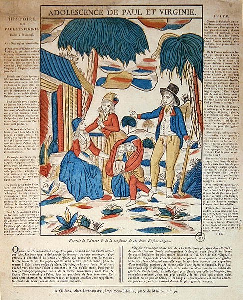 A Adolescência de Paul e Virginie (gravura colorida) de French School