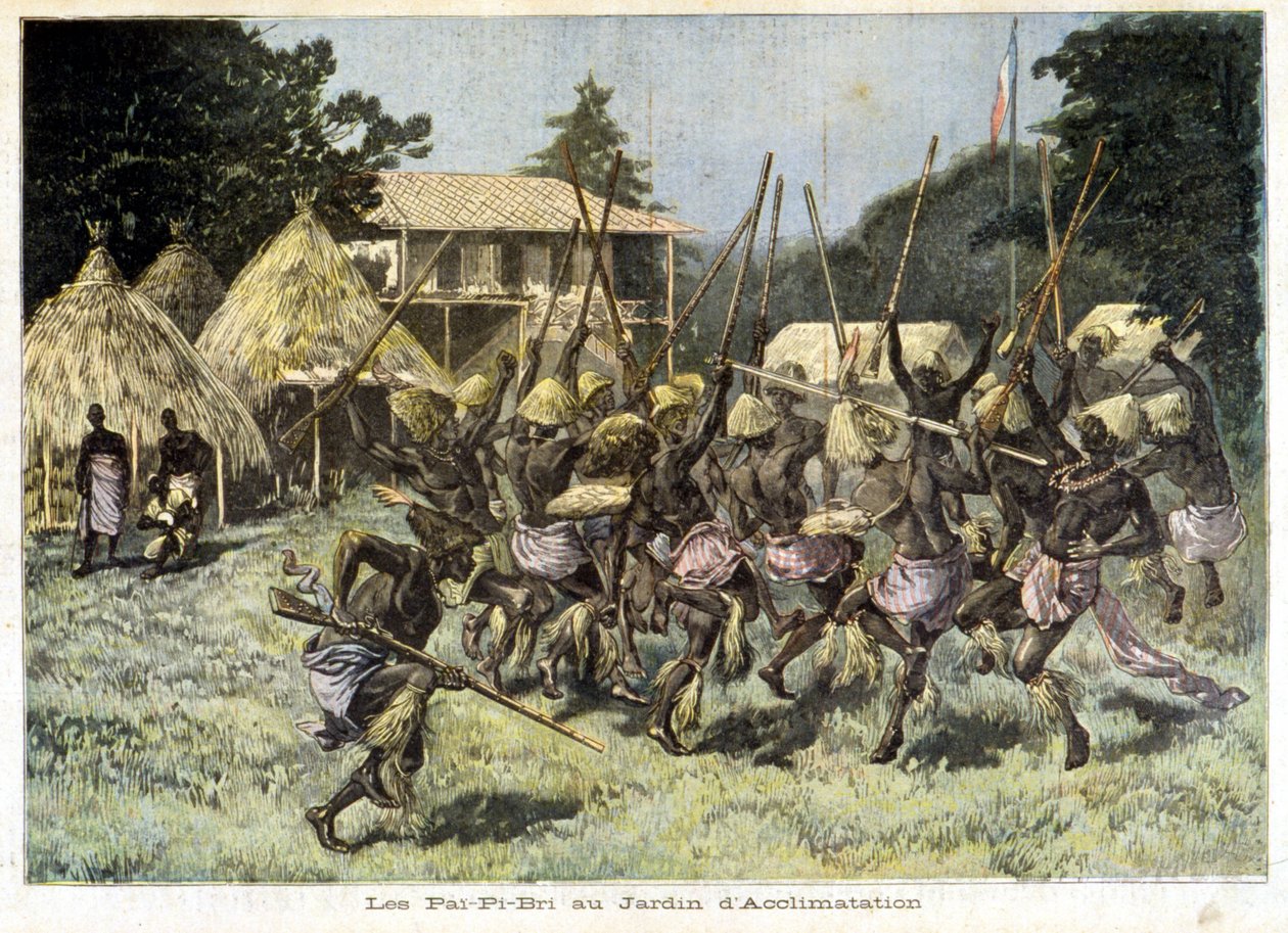 Os Africanos Pai-Pi-Bri no Jardim da Aclimatação - no "Le Petit Journal" de 08/05/1893 (gravura) de French School