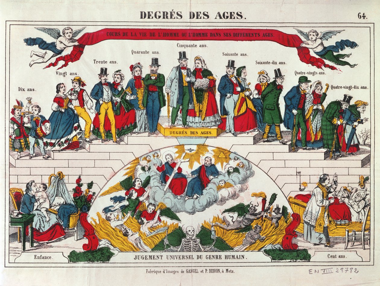 As idades dos homens e das mulheres, Imagerie Gangel, Metz, meados do século XIX de French School