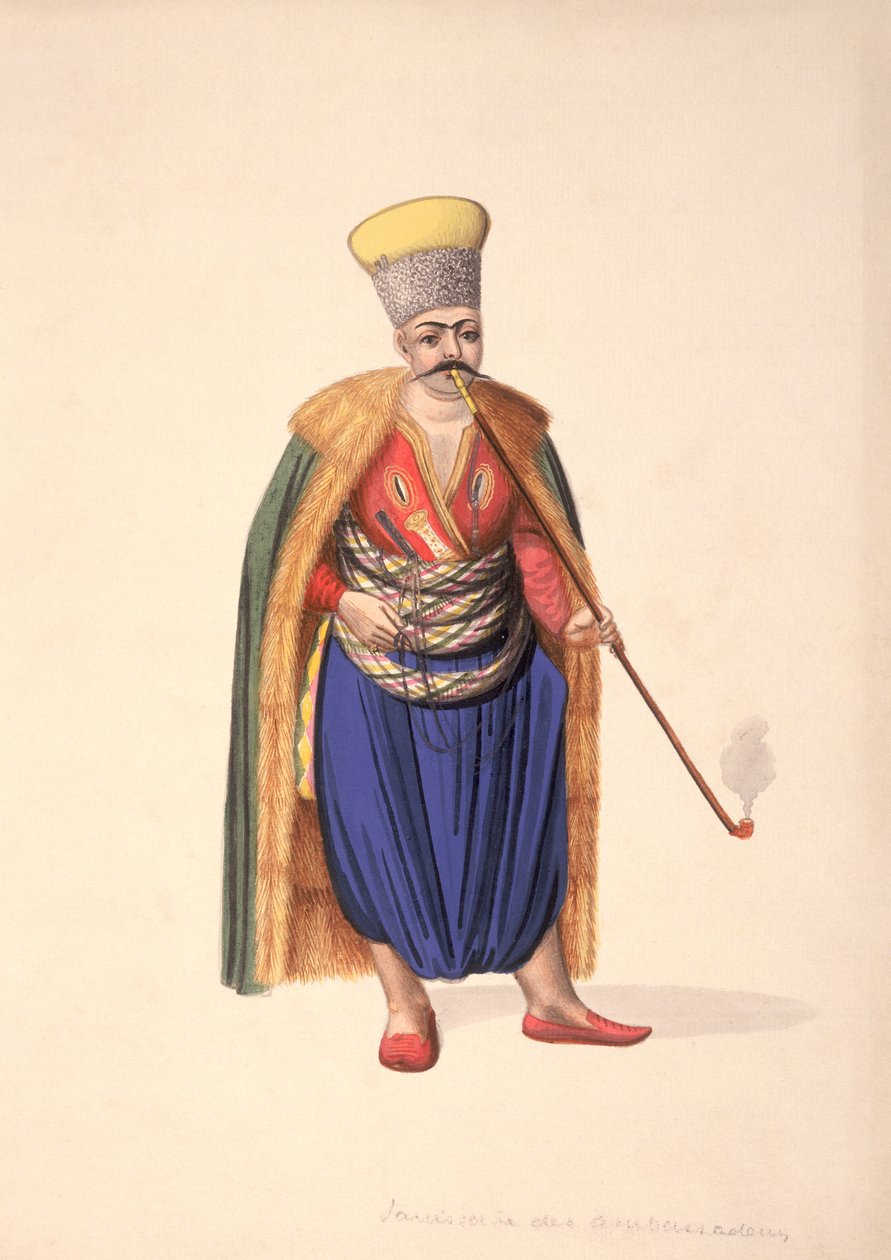 Os embaixadores Janissary, período otomano, terceiro quarto do século XVIII (wc no papel) de French School