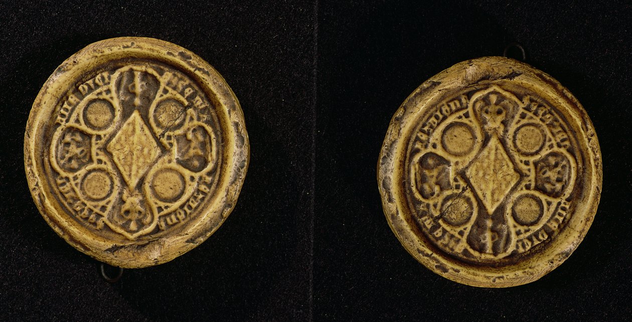 O Selo Armorial de Jeanne de Penthievre (1319-84) Duquesa da Bretanha e Condessa de Goello, 1369 de French School