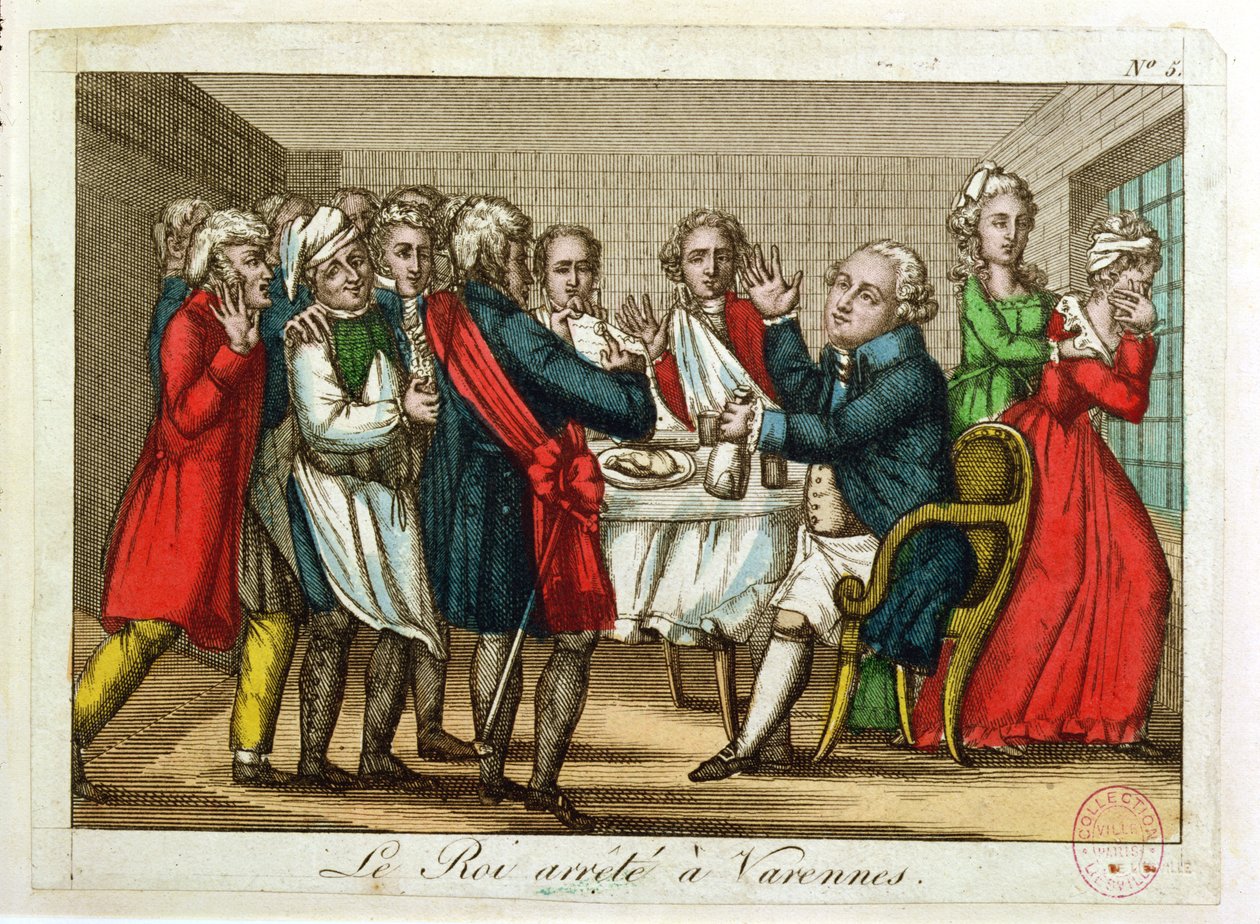 A prisão de Luís XVI (1754-93) em Varennes, 22 de junho de 1791 de French School