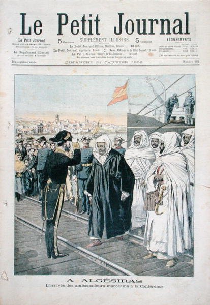 A chegada dos embaixadores marroquinos na Conferência Internacional de Algeciras em 1906, capa do Le Petit Journal, 21 de janeiro de 1906 de French School