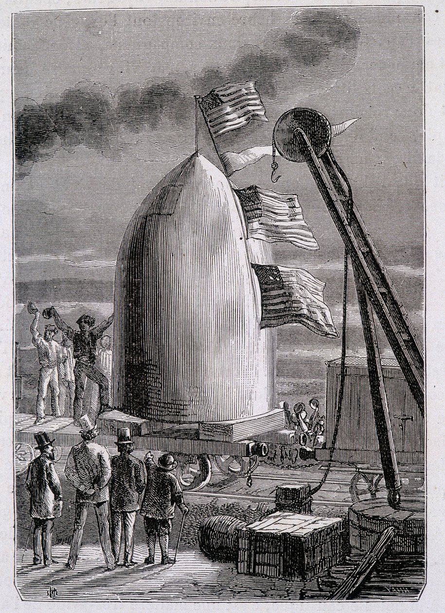 A Chegada do Projéctil a Stone-Hill - em "From Earth to Moon" de Jules Verne de French School
