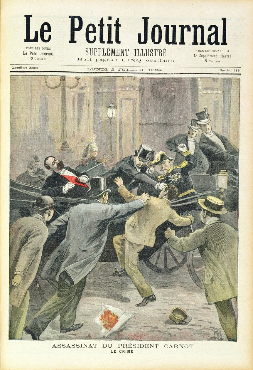 O Assassinato do Presidente Carnot, de &39;Le Petit Journal&39;, 2 de julho de 1894 de French School
