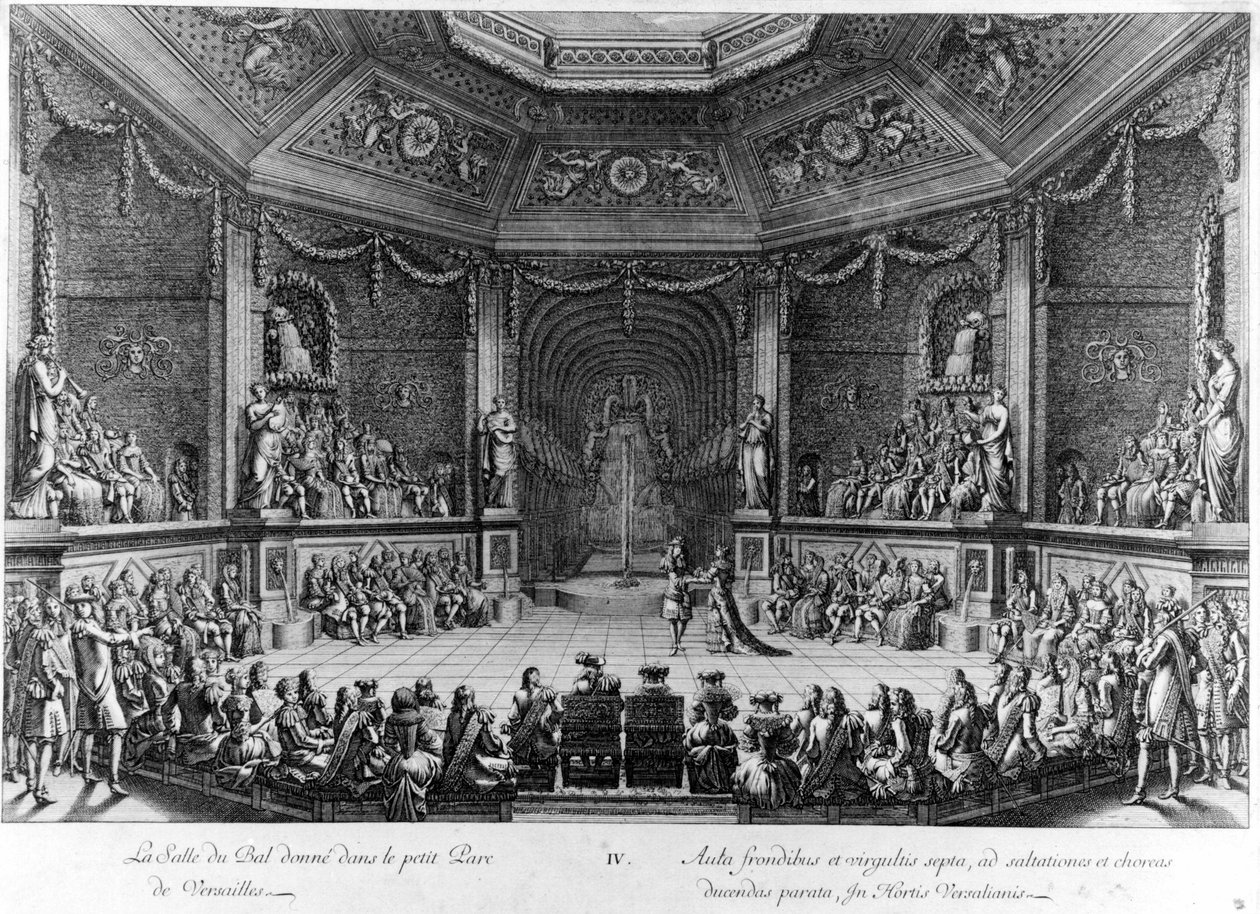 O Salão de Baile dado no pequeno Parc de Versailles, gravado em 1678. de French School