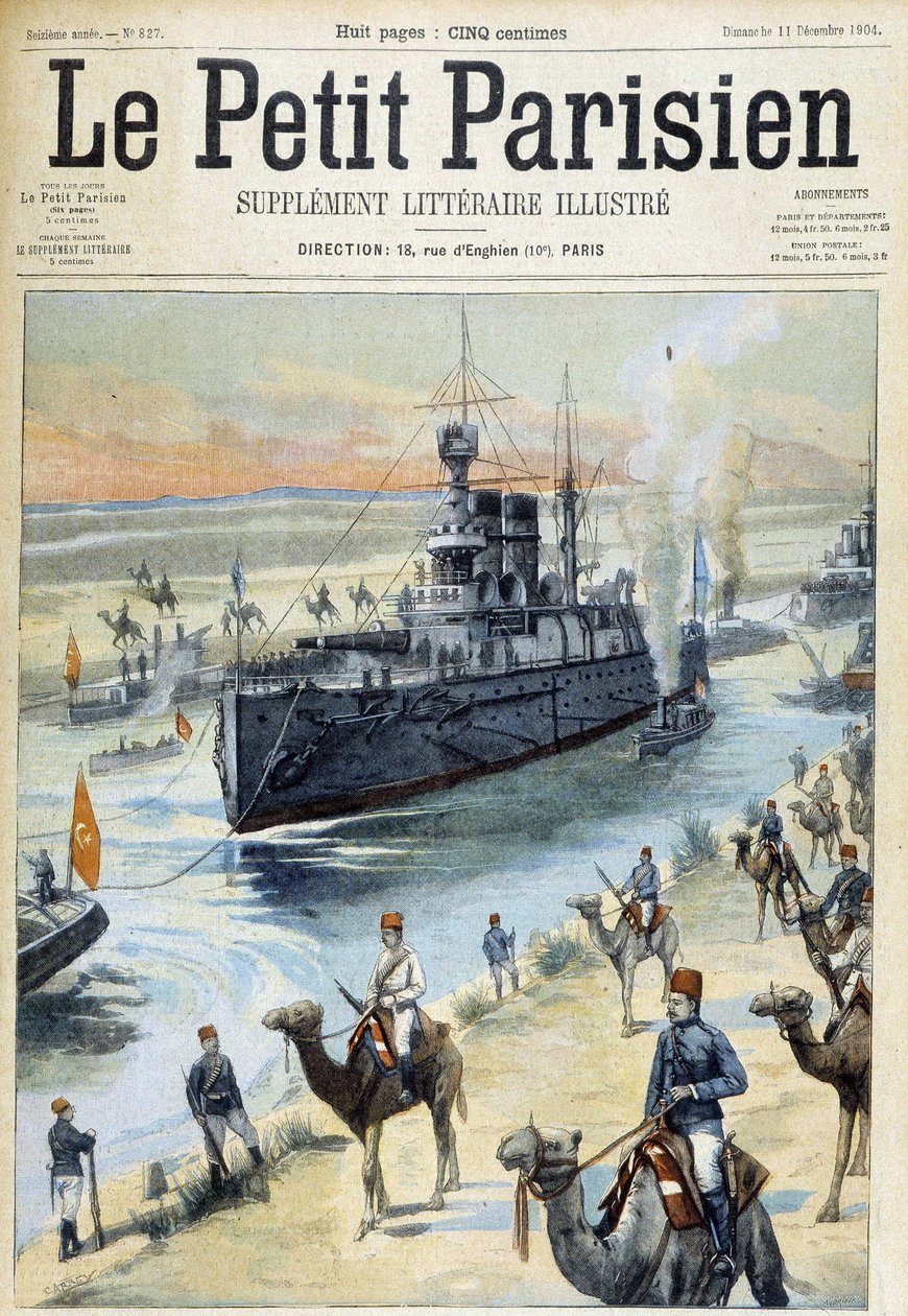 A esquadra báltica atravessa o Canal de Suez - em "O pequeno parisiense" de 11/12/1904 de French School