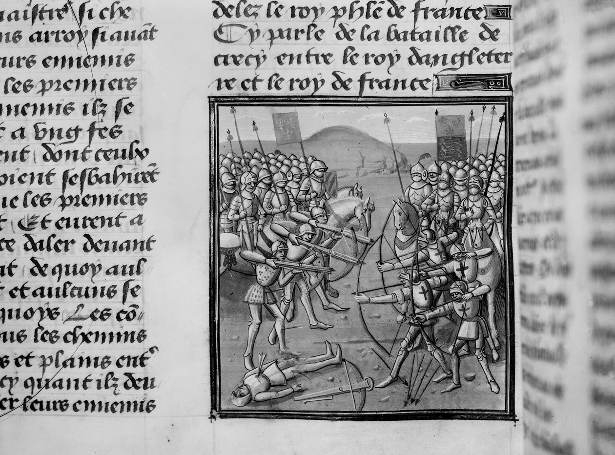 A Batalha de Crecy em 1346 de Froissarts Chronicles de French School