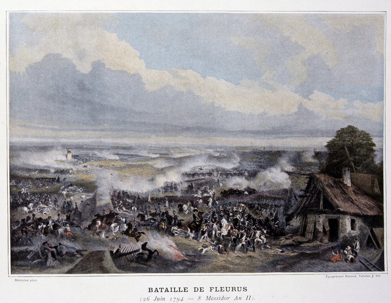 A Batalha de Fleurus em 1794 - em "Batalhas Napoleônicas", no final do século XIX de French School