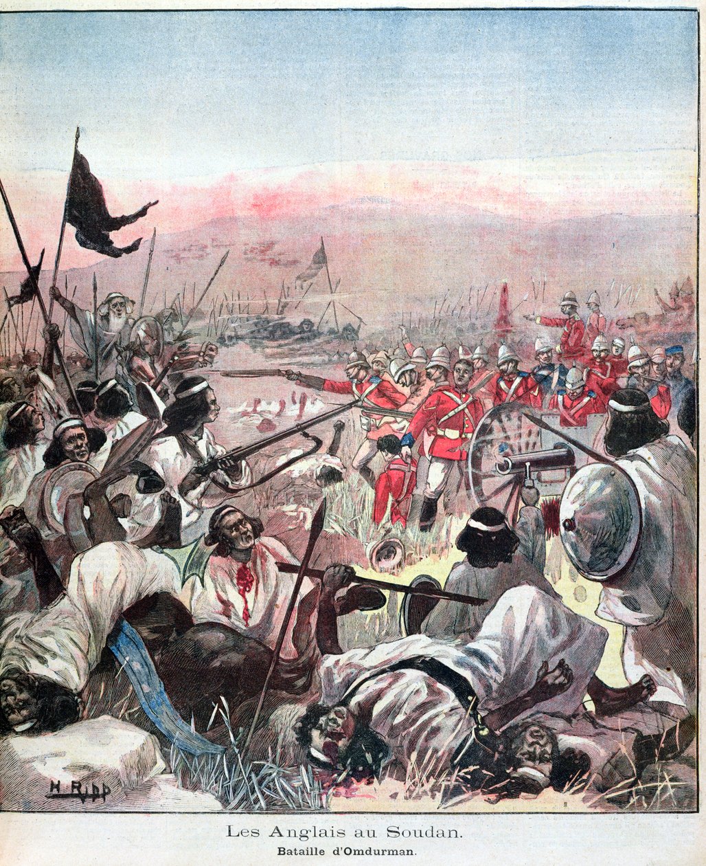 A batalha de Omdurman, capa de leituras para domingo, setembro de 1898 de French School