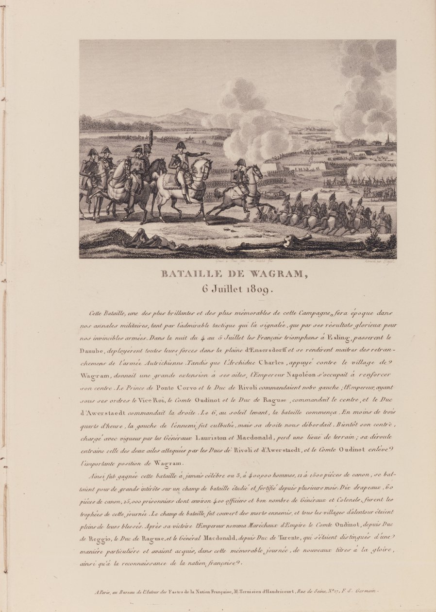 A batalha de Wagram em 6 de julho de 1809 (lito) de French School