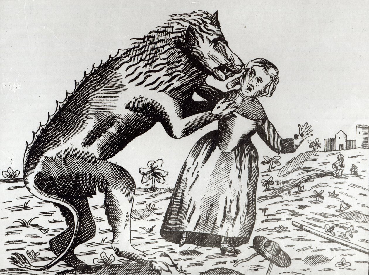 A Besta de Gevaudan Atacando uma Jovem de French School