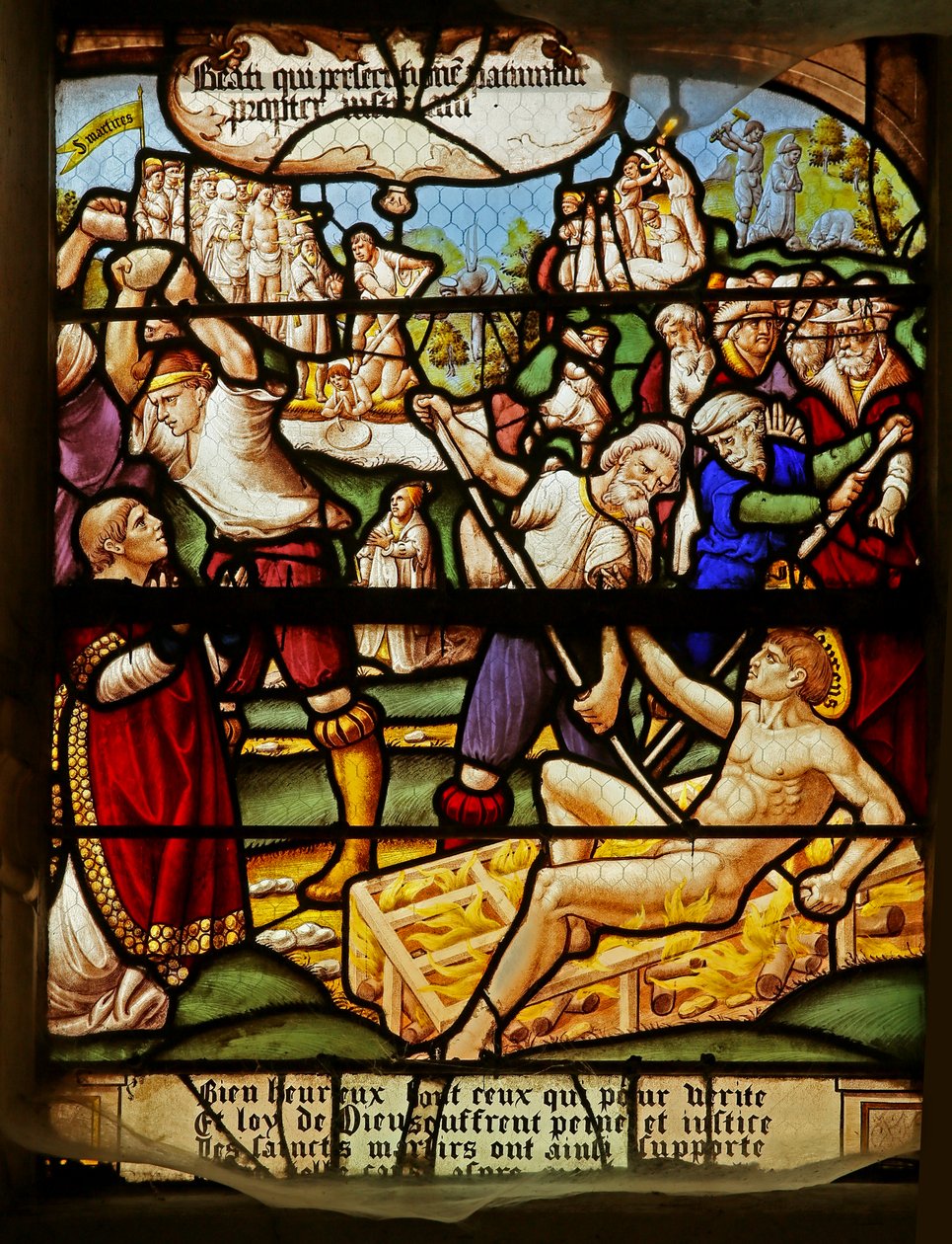 As Bem-Aventuranças: Bem-aventurados os que sofrem perseguição por causa da justiça: o martírio de Santo Estêvão e São Lourenço de French School