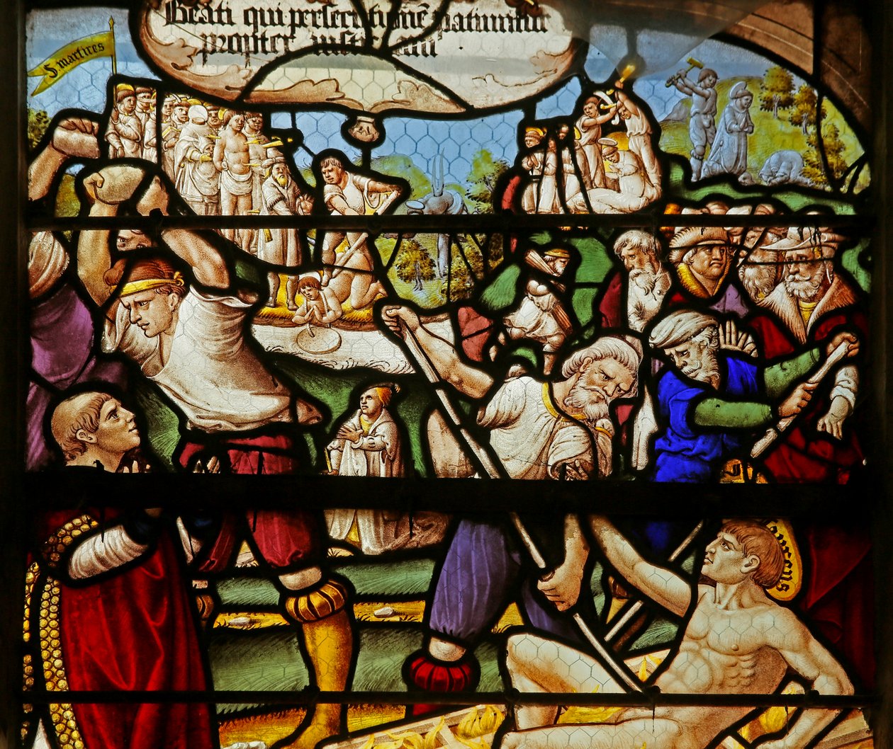 As Bem-Aventuranças: Bem-aventurados os que sofrem perseguição por causa da justiça: o martírio de Santo Estêvão e São Lourenço de French School